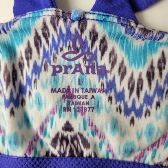 PRANA Amaya Dress Empire Waist Zig Zag Blue L - Picture 6 of 11